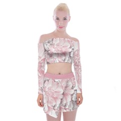 Flower Print Off Shoulder Top With Mini Skirt Set by jmcdesigns