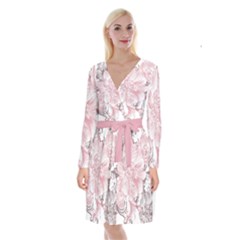 Flower Print Long Sleeve Velvet Front Wrap Dress by jmcdesigns