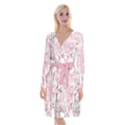 Flower Print Long Sleeve Velvet Front Wrap Dress View1