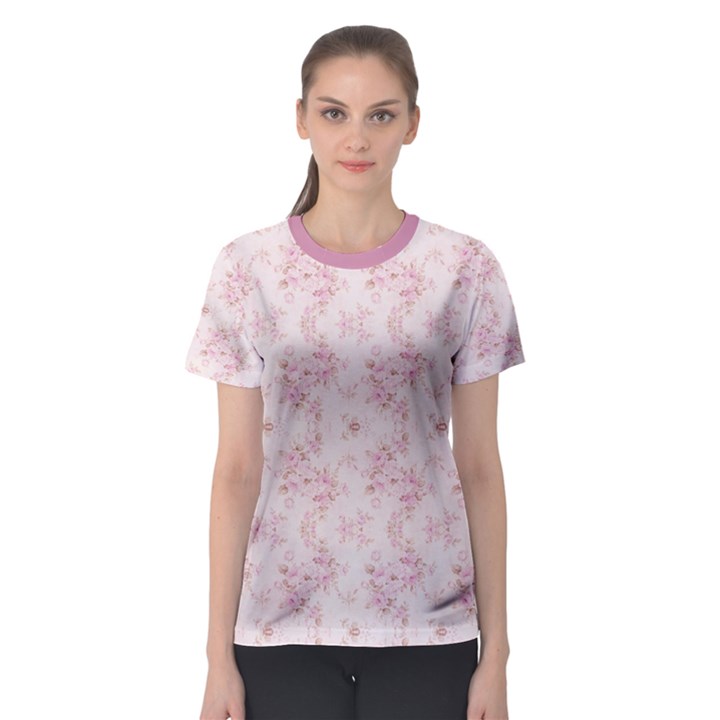 Small Flower Print Women s Sport Mesh Tee