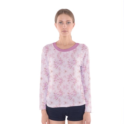 Small Flower Print Women s Long Sleeve Tee by jmcdesigns