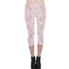 Small Flower Print Capri Leggings  by jmcdesigns