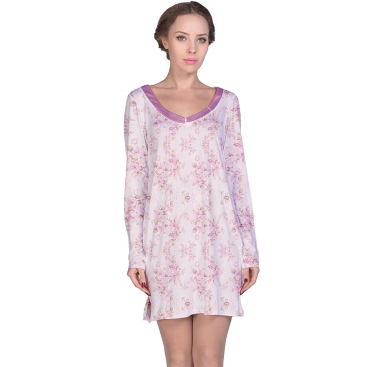 Small Flower Print Long Sleeve Nightdress