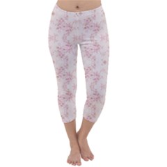 Small Flower Print Capri Winter Leggings  by jmcdesigns