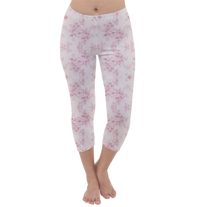 Small Flower Print Capri Winter Leggings 