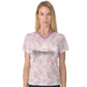 Small Flower Print V-Neck Sport Mesh Tee View1