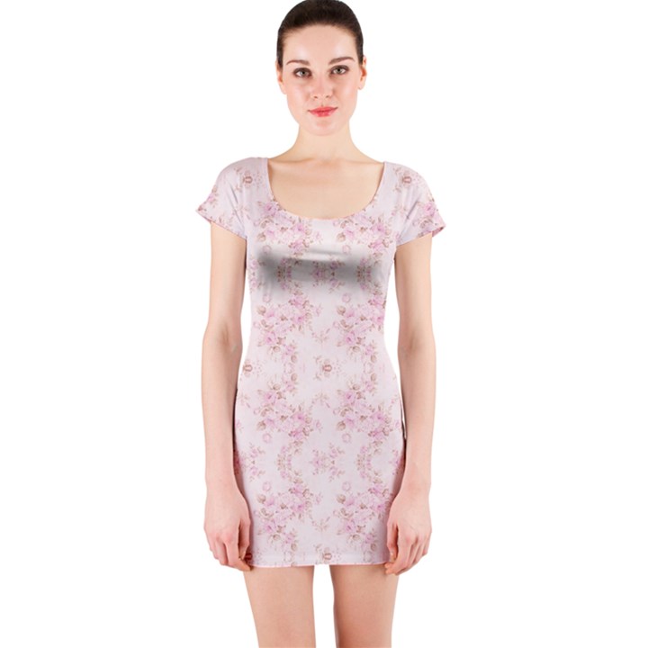 Small Flower Print Short Sleeve Bodycon Dress