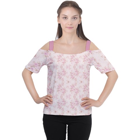 Small Flower Print Cutout Shoulder Tee by jmcdesigns