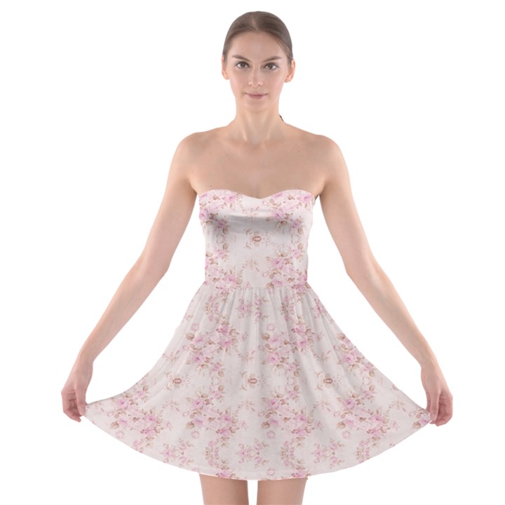 Small Flower Print Strapless Bra Top Dress