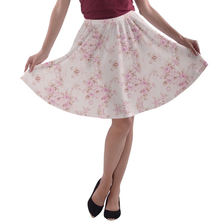 Small Flower Print A-line Skater Skirt