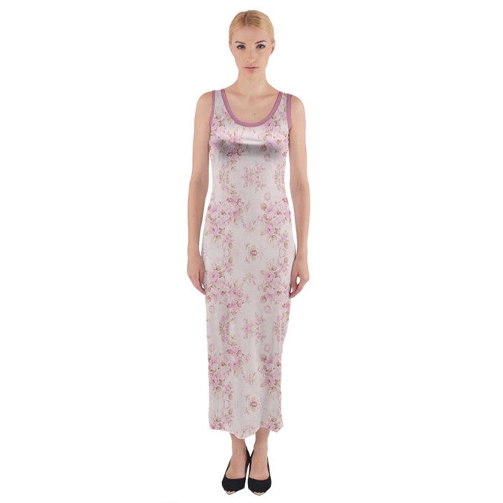 Small Flower Print Fitted Maxi Dress