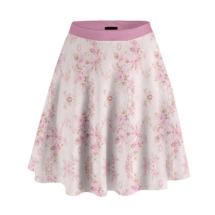 Small Flower Print High Waist Skirt