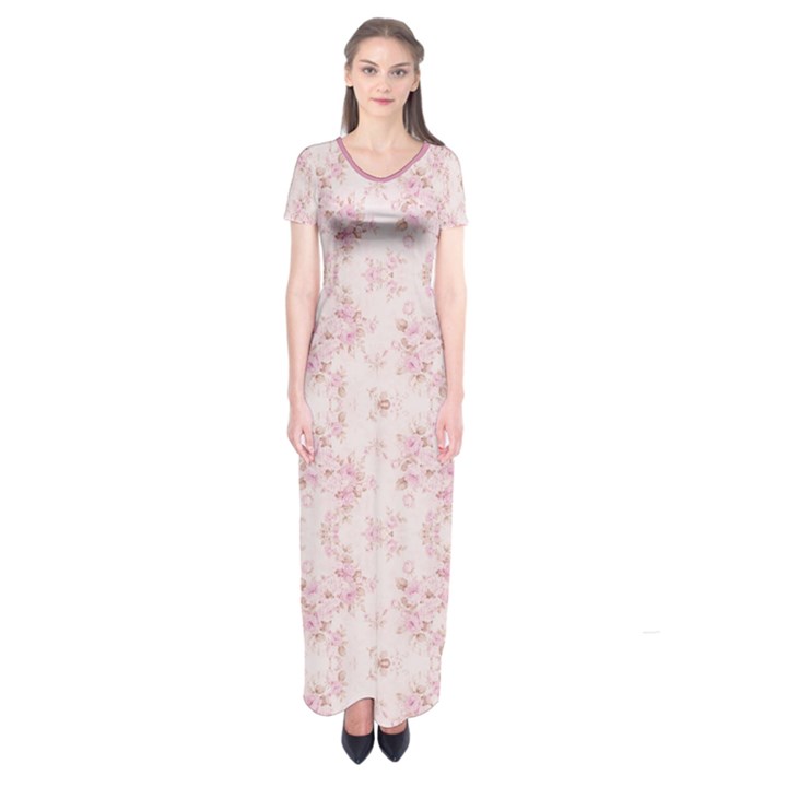 Small Flower Print Short Sleeve Maxi Dress