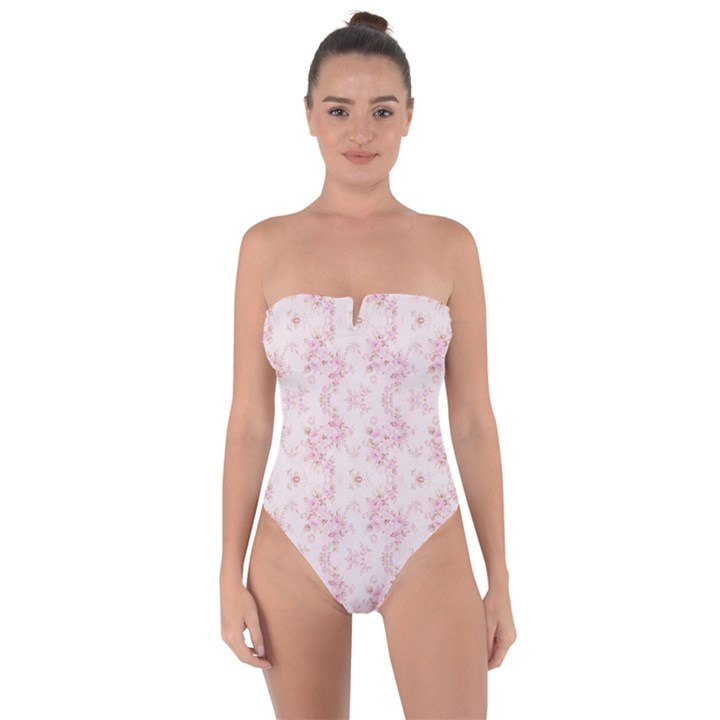 Small Flower Print Tie Back One Piece Swimsuit