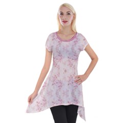 Small Flower Print Short Sleeve Side Drop Tunic by jmcdesigns