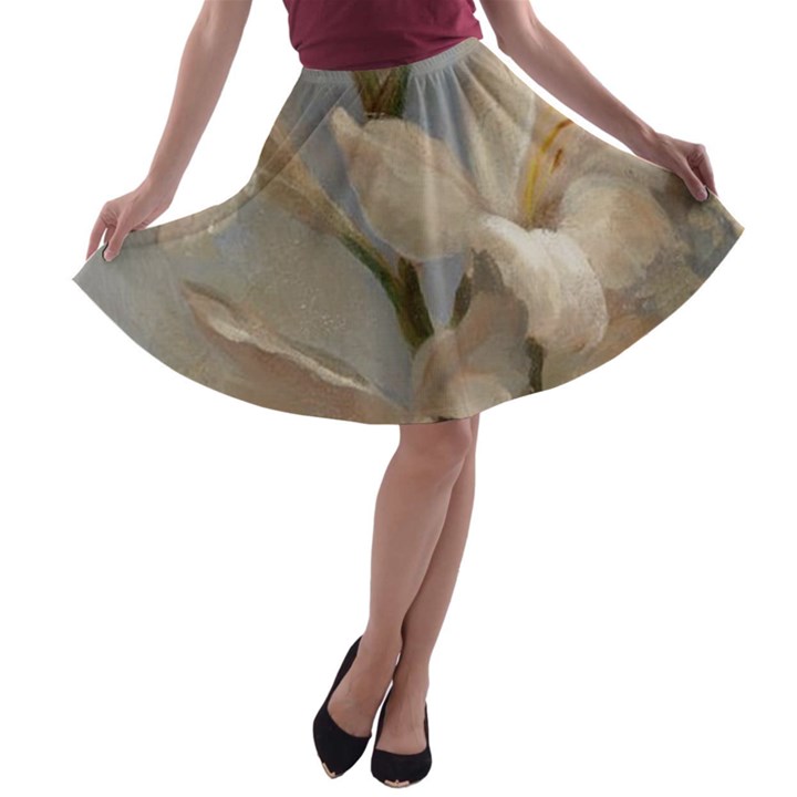 2 Flower Print Design A-line Skater Skirt