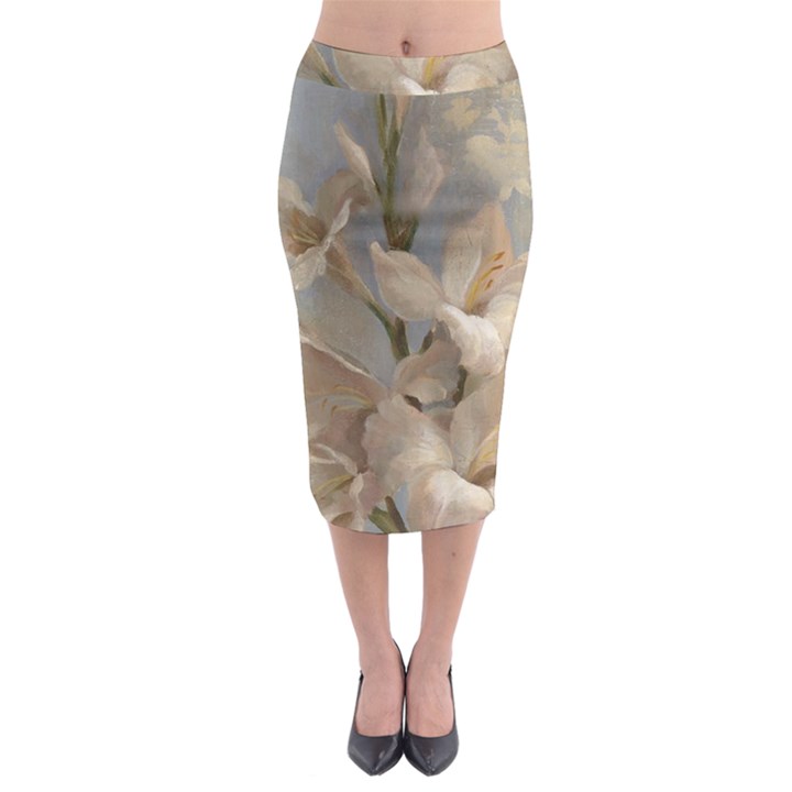 2 Flower Print Design Midi Pencil Skirt