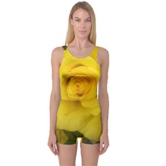 Yellow Rose One Piece Boyleg Swimsuit by glendatartist