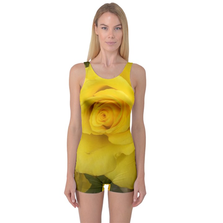 Yellow rose One Piece Boyleg Swimsuit