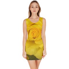 Yellow Rose Bodycon Dress by glendatartist