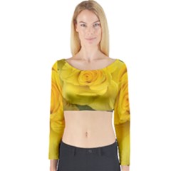 Yellow Rose Long Sleeve Crop Top by glendatartist