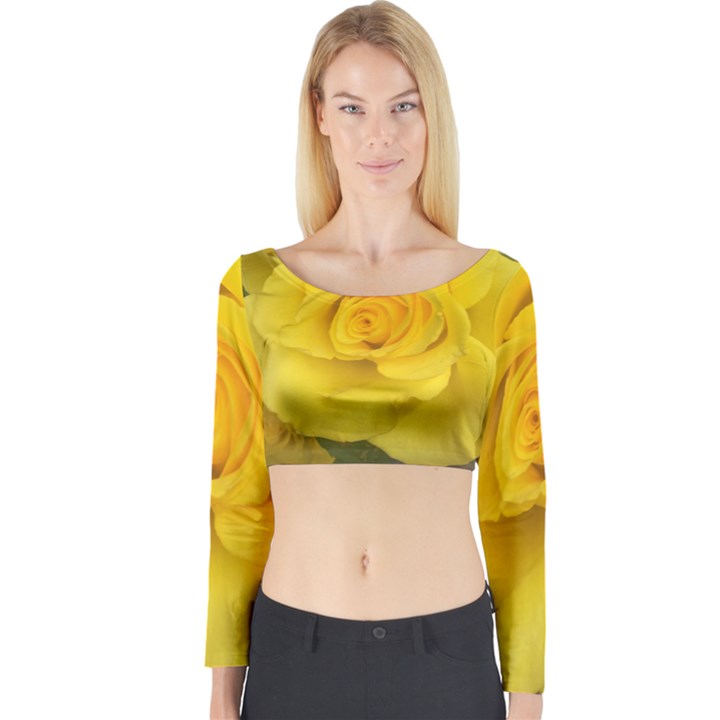 Yellow rose Long Sleeve Crop Top