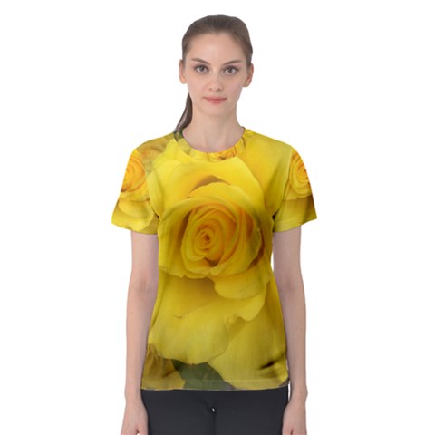 Yellow Rose Women s Sport Mesh Tee by glendatartist