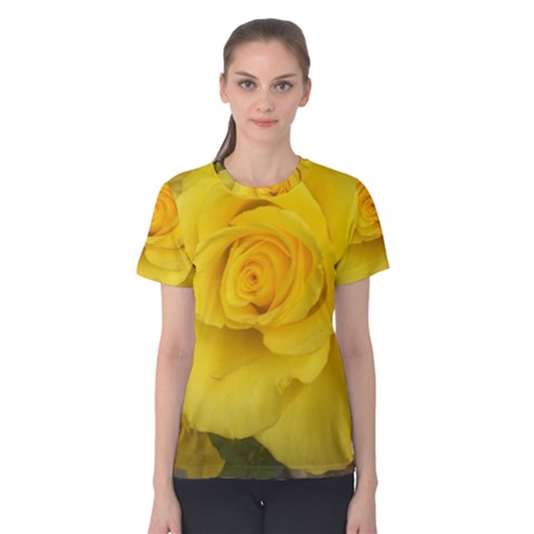 Yellow Rose Women s Cotton Tee by glendatartist