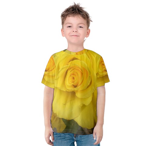 Yellow Rose Kids  Cotton Tee by glendatartist