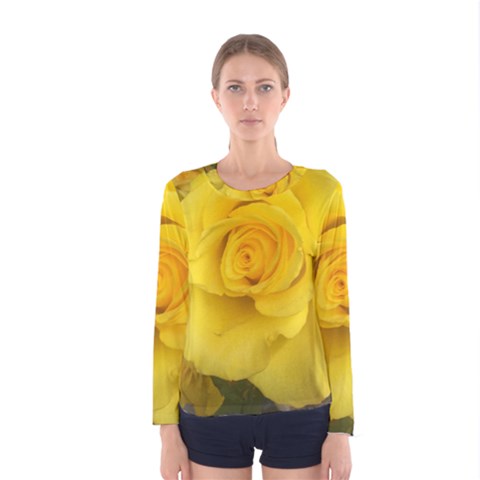 Yellow Rose Women s Long Sleeve Tee by glendatartist