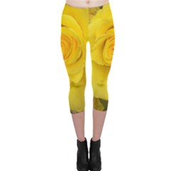 Yellow Rose Capri Leggings  by glendatartist