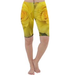 Yellow Rose Cropped Leggings  by glendatartist