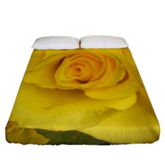 Yellow Rose Fitted Sheet (queen Size) by glendatartist