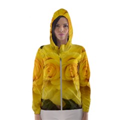 Yellow Rose Hooded Wind Breaker (women) by glendatartist