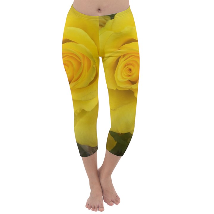 Yellow rose Capri Winter Leggings 