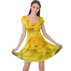 Yellow Rose Cap Sleeve Dress by glendatartist