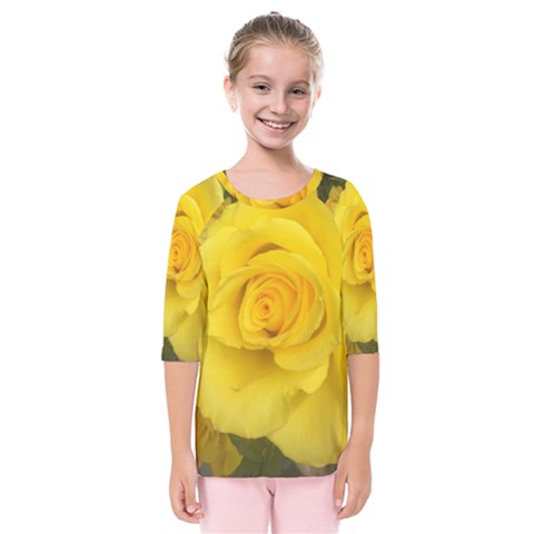 Yellow Rose Kids  Quarter Sleeve Raglan Tee by glendatartist