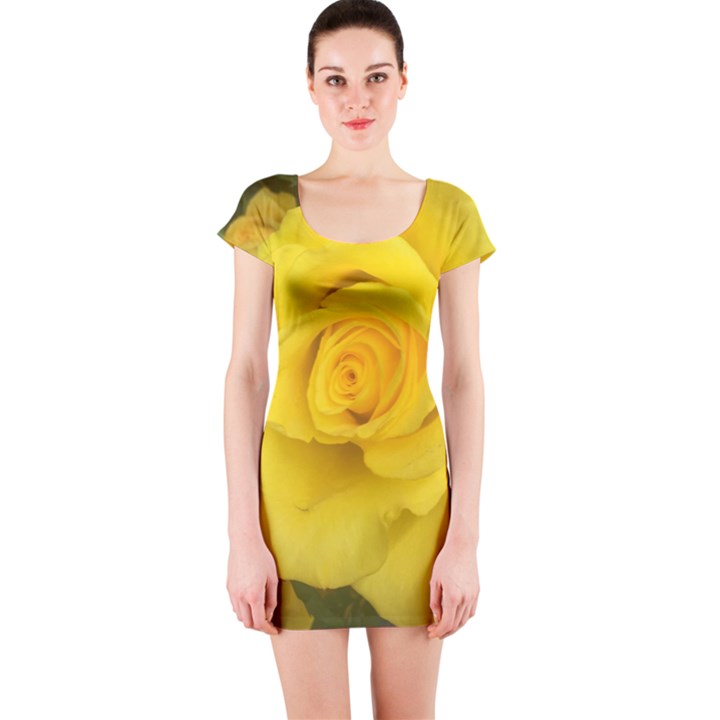 Yellow rose Short Sleeve Bodycon Dress