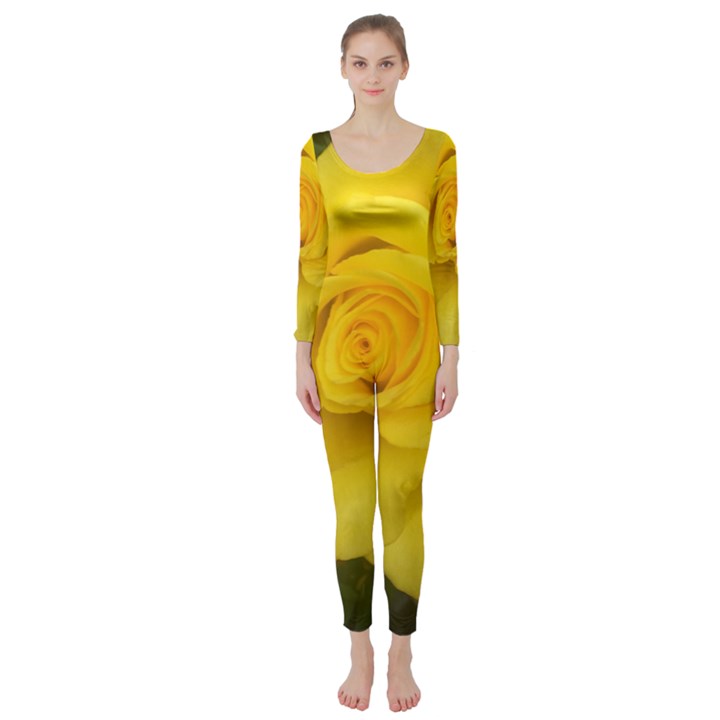 Yellow rose Long Sleeve Catsuit