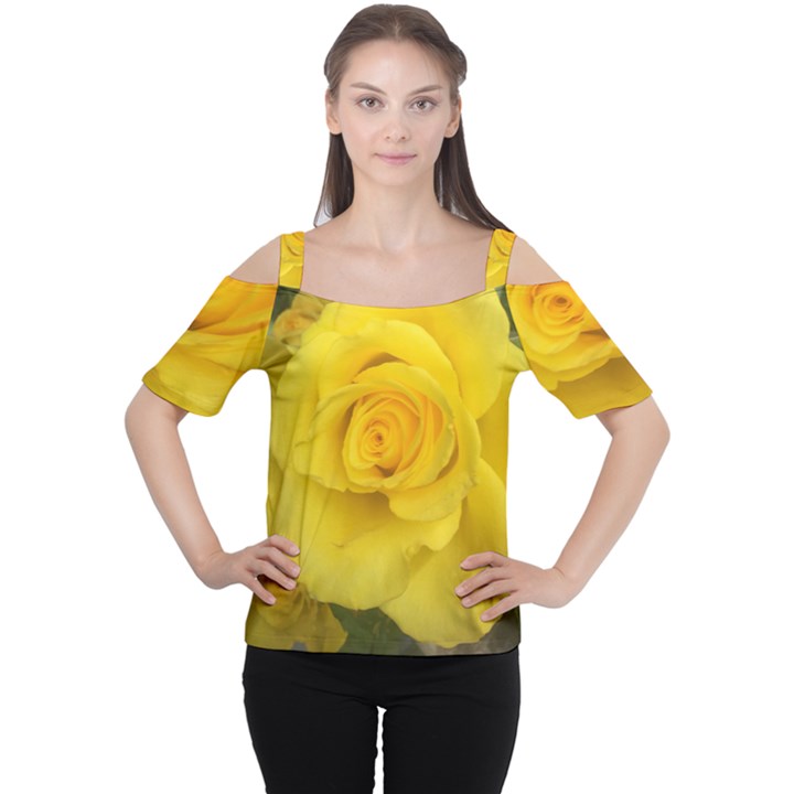 Yellow rose Cutout Shoulder Tee