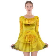 Yellow Rose Long Sleeve Skater Dress by glendatartist