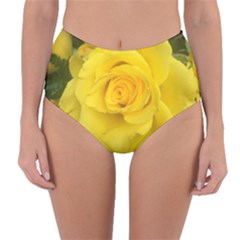 Yellow Rose Reversible High-waist Bikini Bottoms by glendatartist