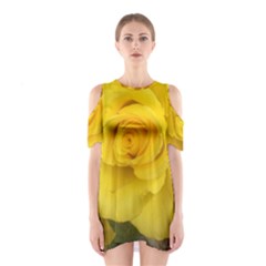 Yellow Rose Shoulder Cutout One Piece by glendatartist