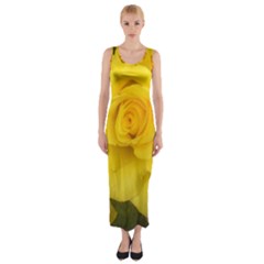 Yellow Rose Fitted Maxi Dress by glendatartist