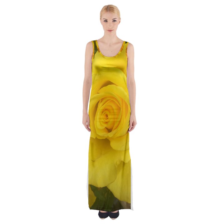 Yellow rose Maxi Thigh Split Dress