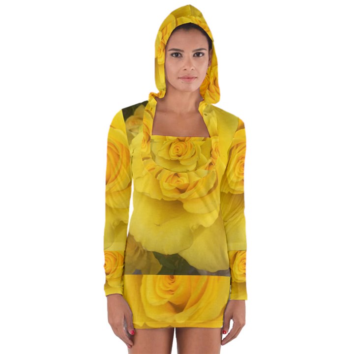 Yellow rose Long Sleeve Hooded T-shirt