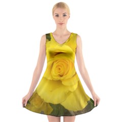 Yellow Rose V-neck Sleeveless Dress by glendatartist