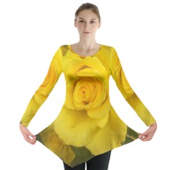 Yellow Rose Long Sleeve Tunic  by glendatartist