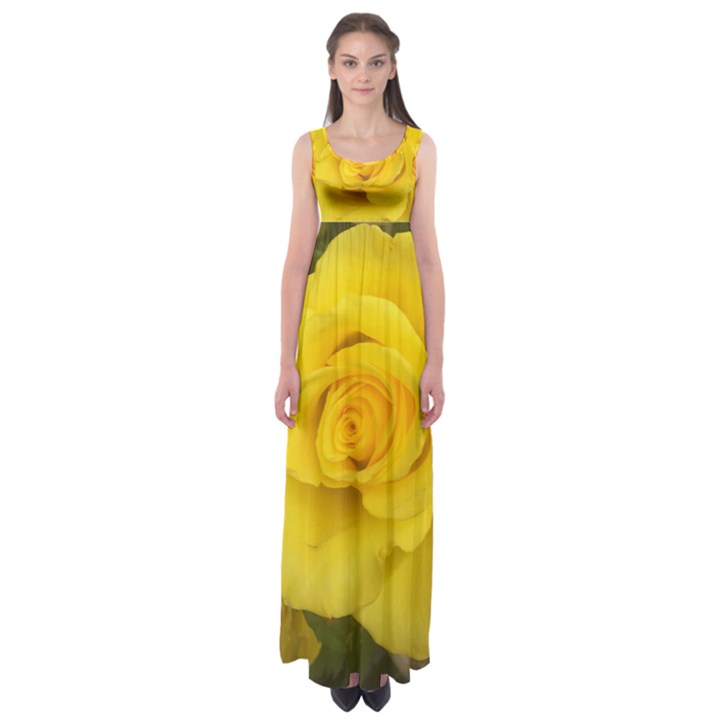 Yellow rose Empire Waist Maxi Dress