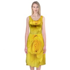 Yellow Rose Midi Sleeveless Dress by glendatartist